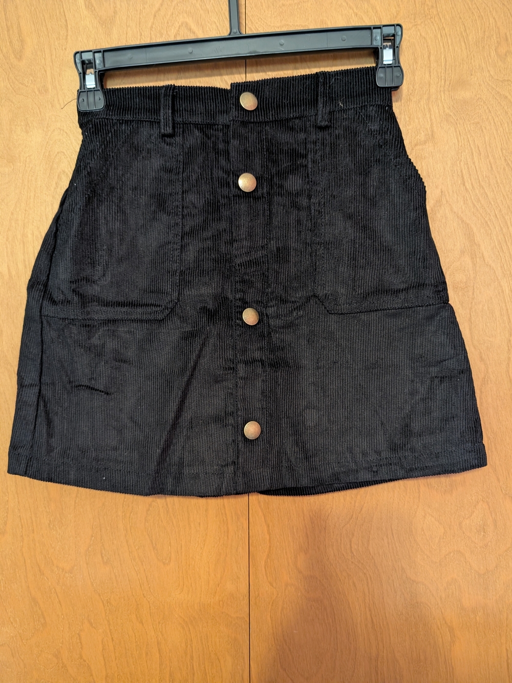 Welaken Black Corduroy Button-Front Mini Skirt Girls Size 12